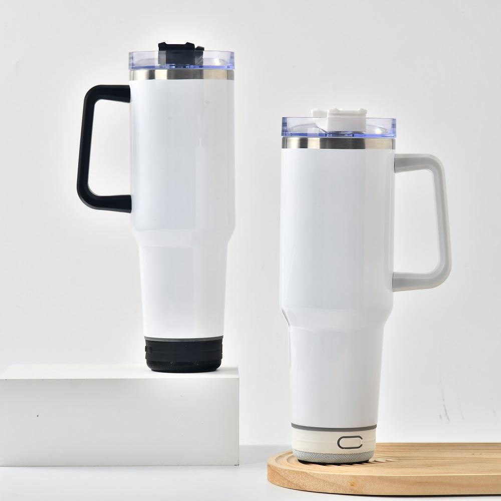 USA WAREHOUSE RTS 40 oz Stainless Steel 40oz Music Player Travel Coffee Mugs Tumbler with Handle