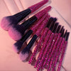 12pcs Set of Highlighter Brushes, Loose Powder Brushes, Foundation Brushes, Lip Brushes, Eyeshadow Brushes, And Other Facial Detail Brushes, Diamond-Covered Sparkling Makeup Brush Set, Women'S Holiday Gift Party Gift
