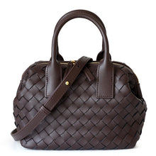Load image into Gallery viewer, Coffee Leather Woven Bag Zip Crossbody Boston Handbags