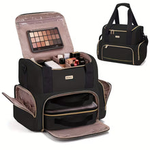 Load image into Gallery viewer, Large Makeup Cosmetic Bag with 2 Removable Case, Double Layer Travel Makeup Organizer Case, Travel Toiletry Bag for Women