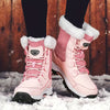 Ladies' High Top Outdoor Snow Boots, Non Slip And Warm Boots With Thick Fleece, Suitable For Outdoor Travel, Rubber Sole, Synthetic Leather Material